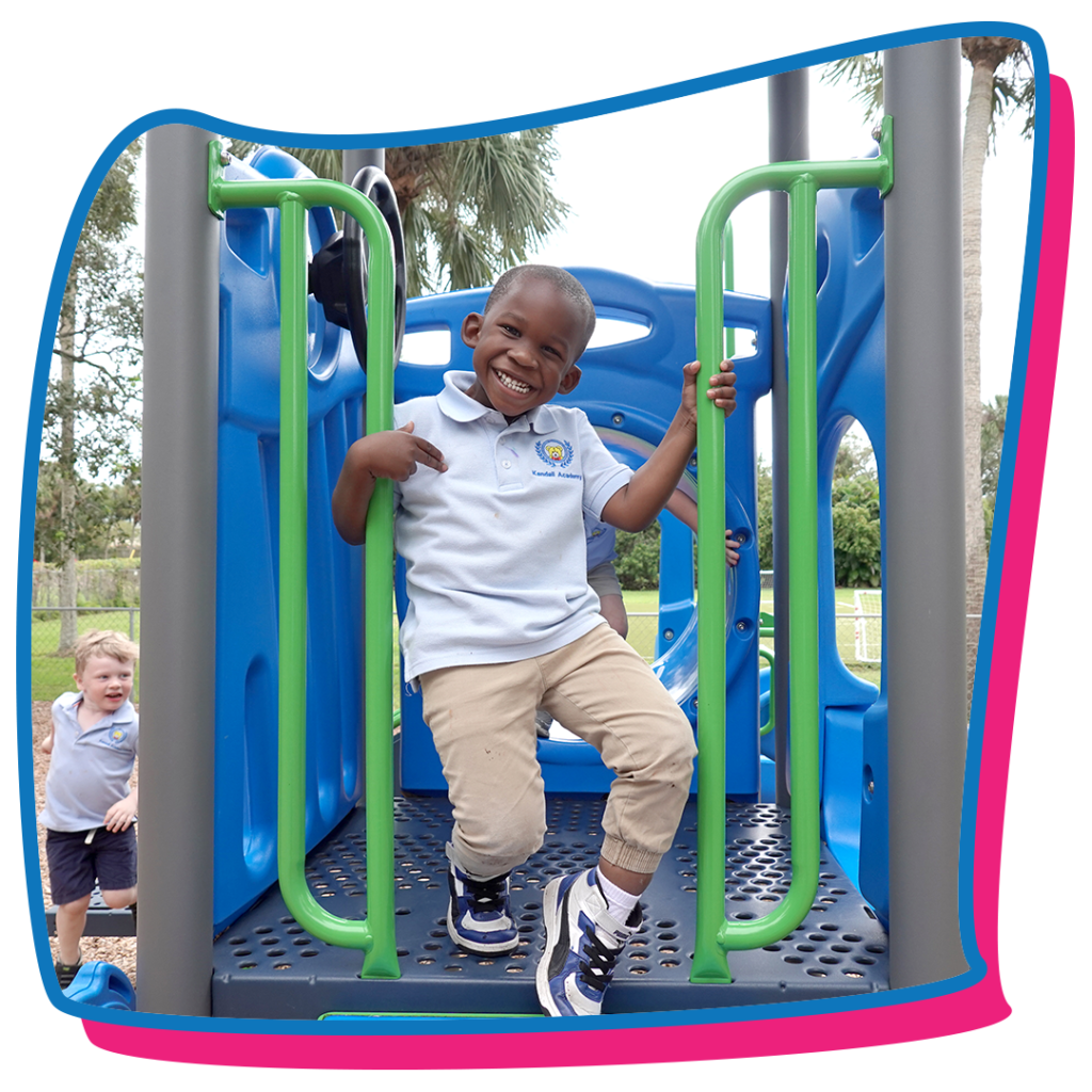4-year-old boy playing in the jungle gym
